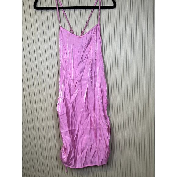Noisy May Nmelin Satin Singlet Ruching Women's Dress in Fuchsia Pink Size M - Picture 5 of 10